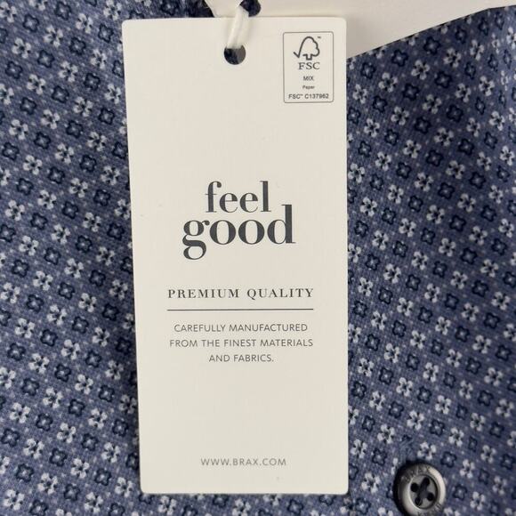 BRAX FEEL GOOD DANIEL‎ HI-FLEX MODERN FIT BUTTON UP SHIRT BLUE NWT MEN'S M 39/40 - Picture 11 of 15